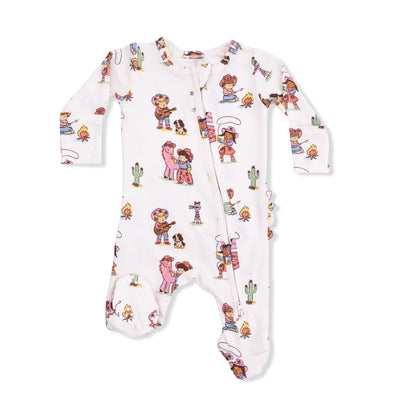 Vintage Cowgirls 2-Way Ruffle Back Zipper Footie Preview #1