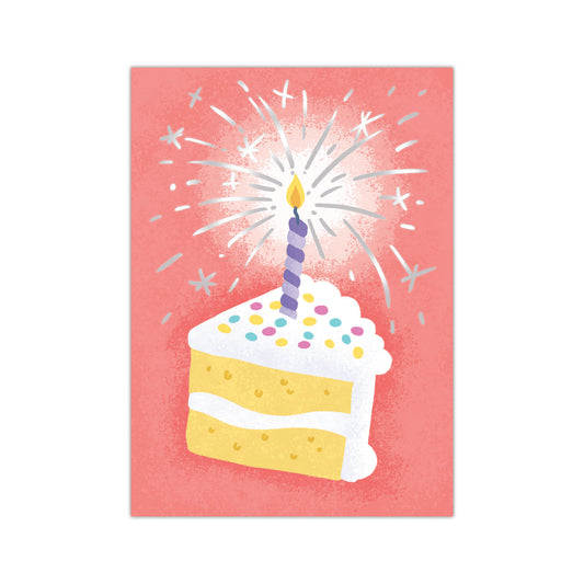 Tomfoolery Toys | Glitter Candle in Slice of Cake Card