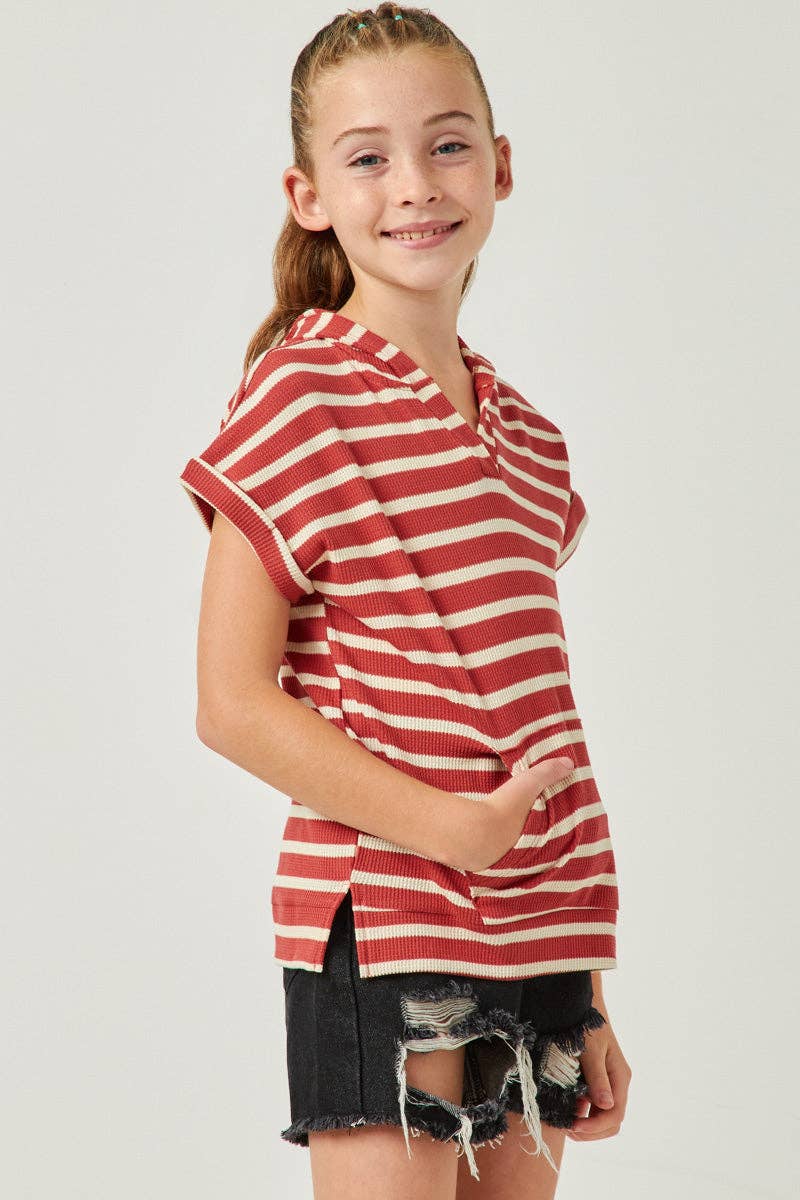 Rust Stripe Hooded T-Shirt Cover