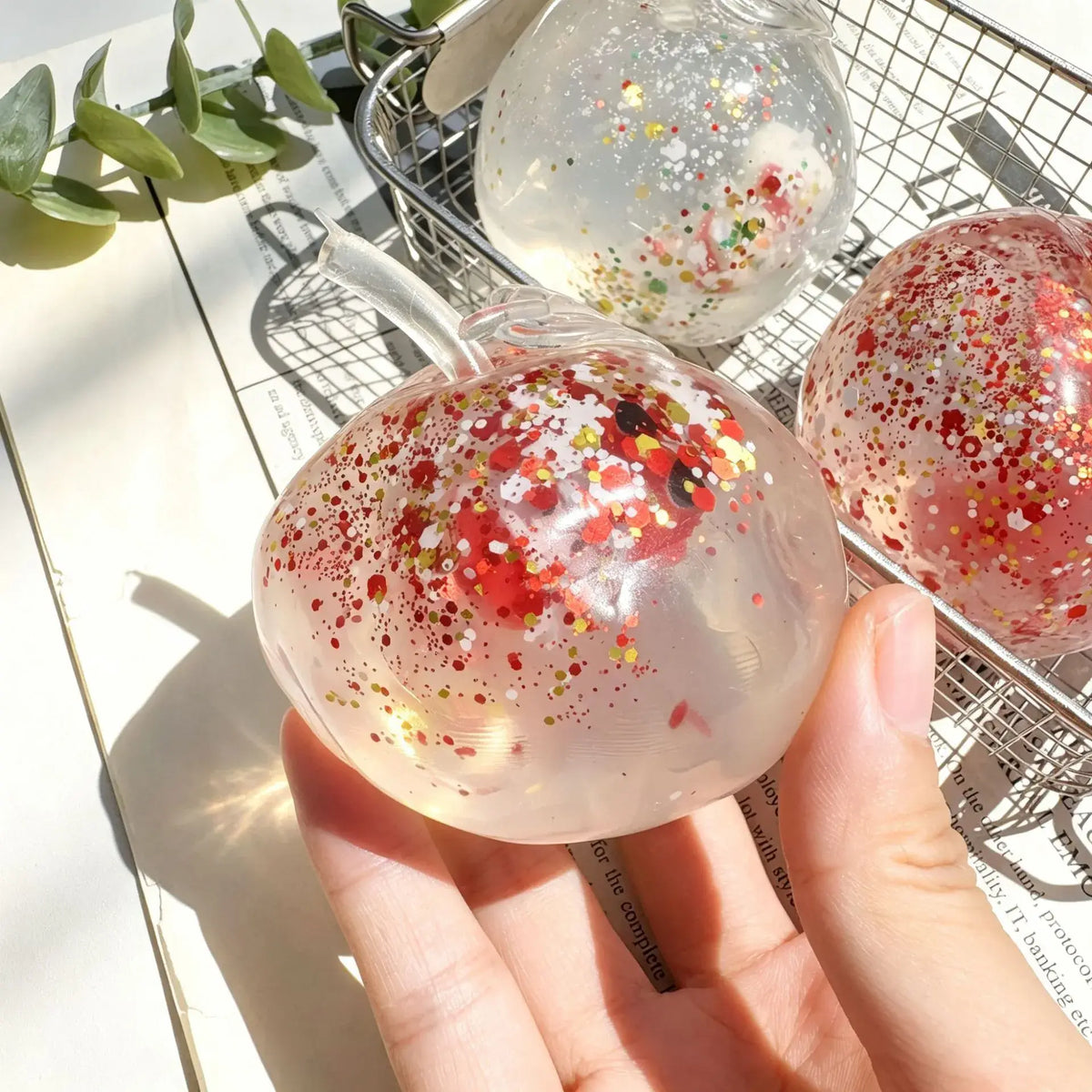 Christmas Glitter Apple Squishy Cover
