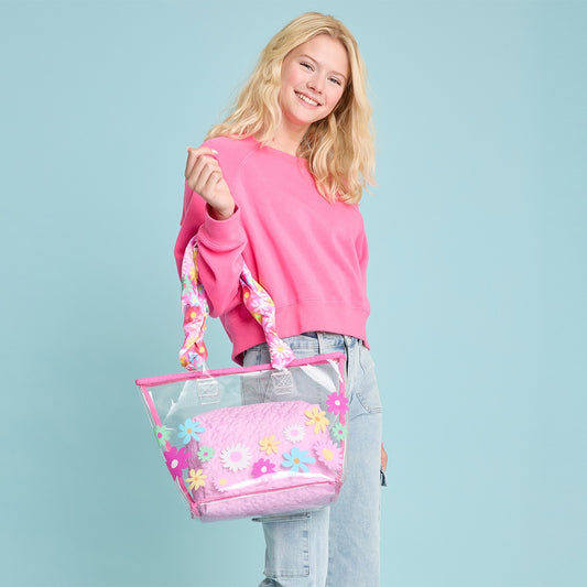 Tomfoolery Toys | Puffy Flowers Clear Tote & Cosmetic Bag
