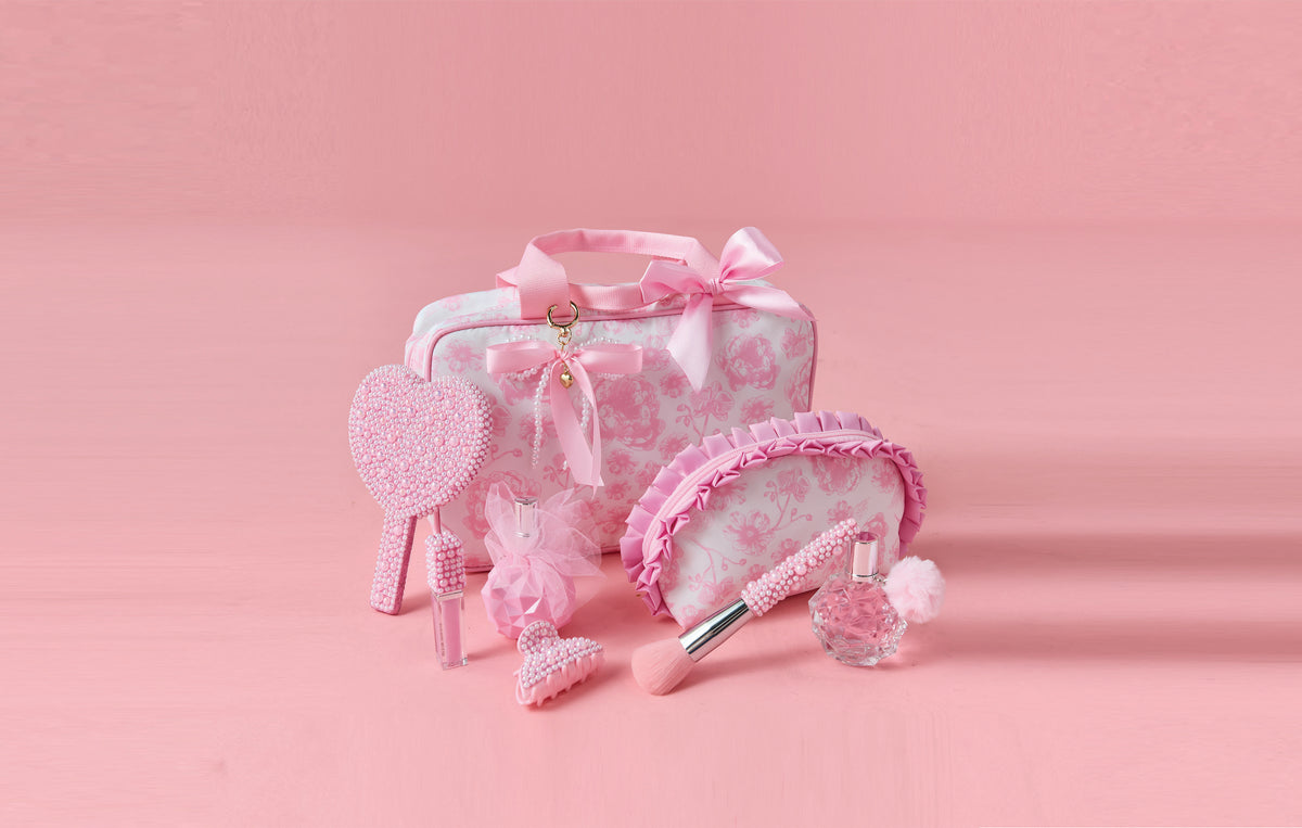 Pretty Pink Toile Large Cosmetic Bag Cover