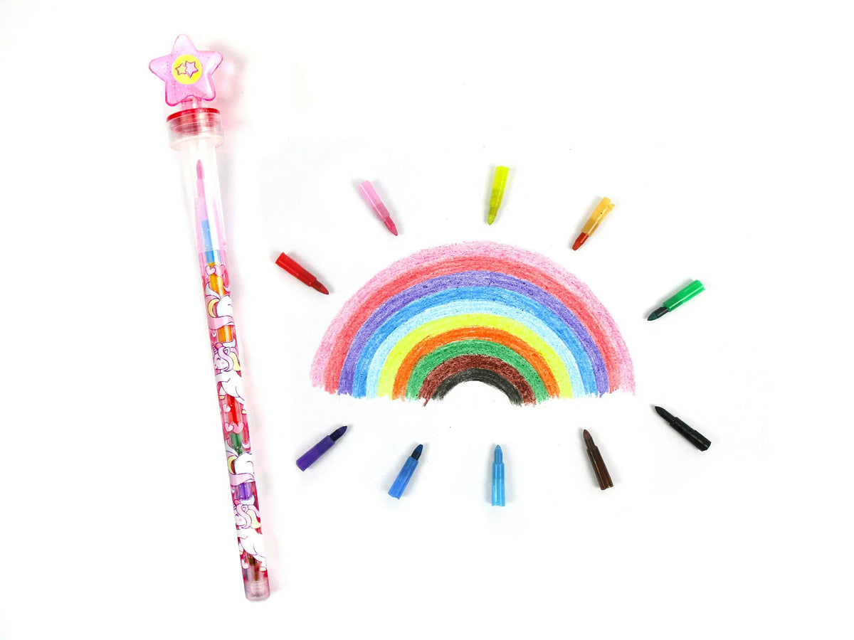 Unicorn Rainbow Stackable Crayon w/Stamper Cover