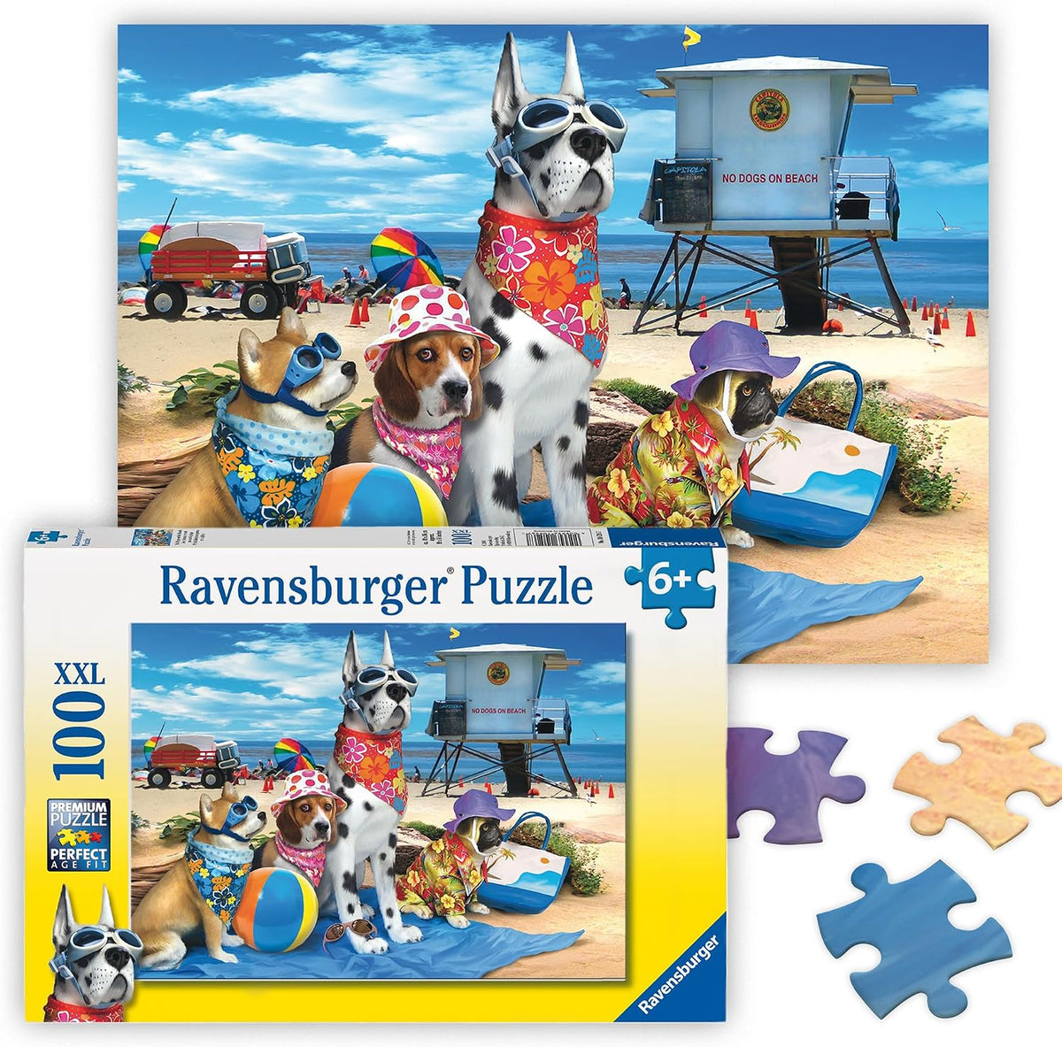 No Dogs on the Beach 100pc Puzzle Cover