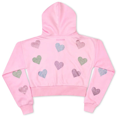 Sparkling Hearts Cropped Zip-up Sweatshirt Preview #2