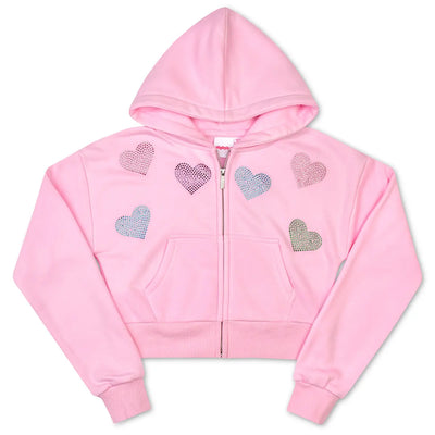 Sparkling Hearts Cropped Zip-up Sweatshirt Preview #1