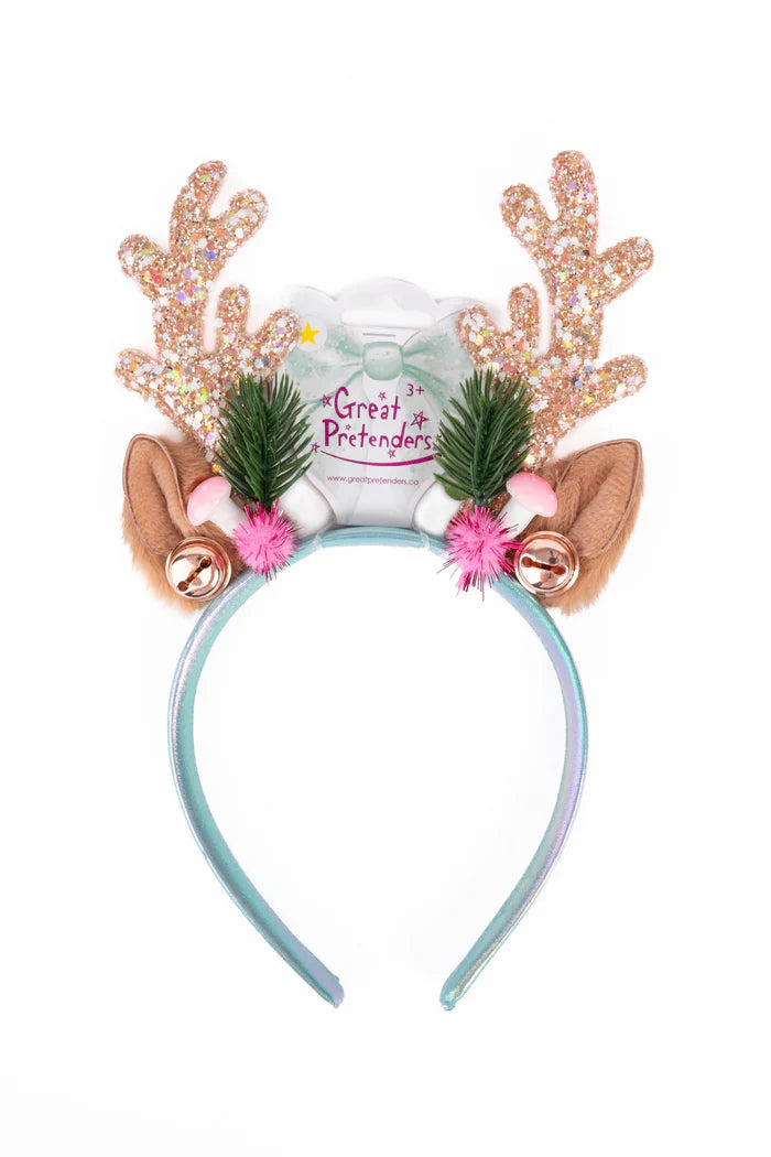 Pink & Mint Holiday Rudolph Headband Cover