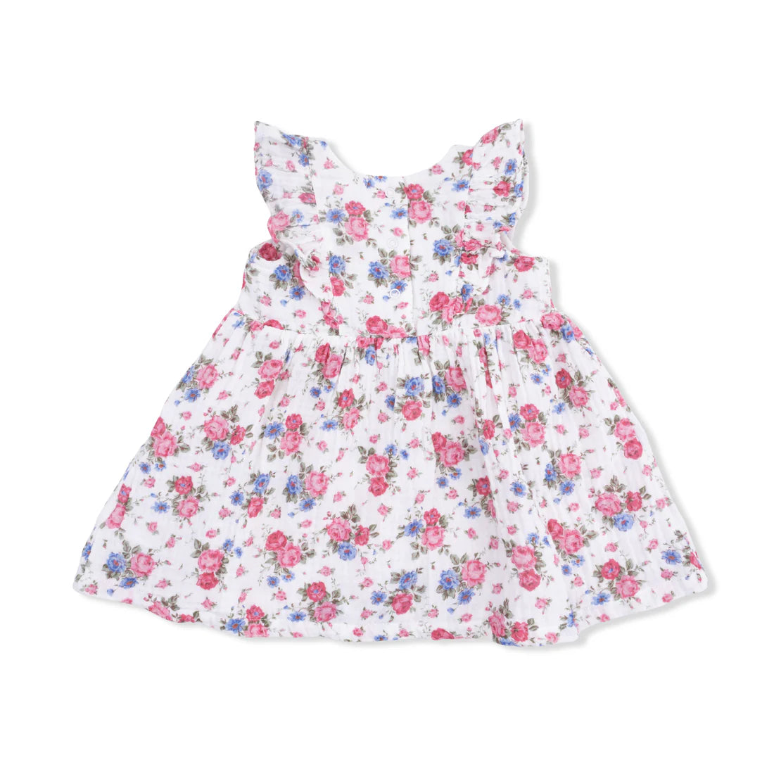 Cabbage Roses Ruffle Sleeve Dress & Bloomer Cover
