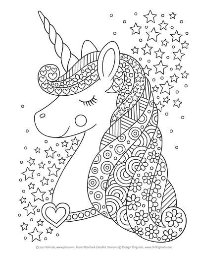 Notebook Doodles: Unicorn Coloring Book Preview #2