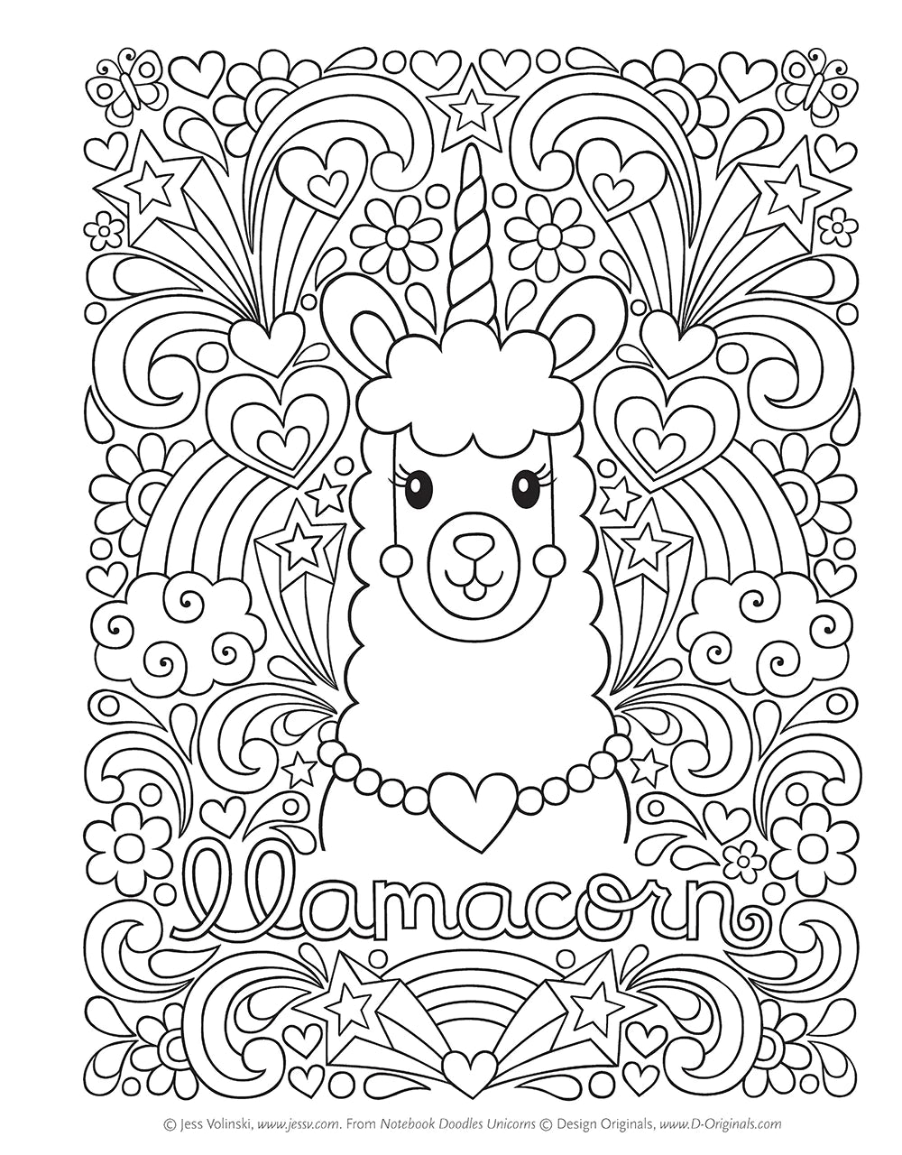 Notebook Doodles: Unicorn Coloring Book Preview #4