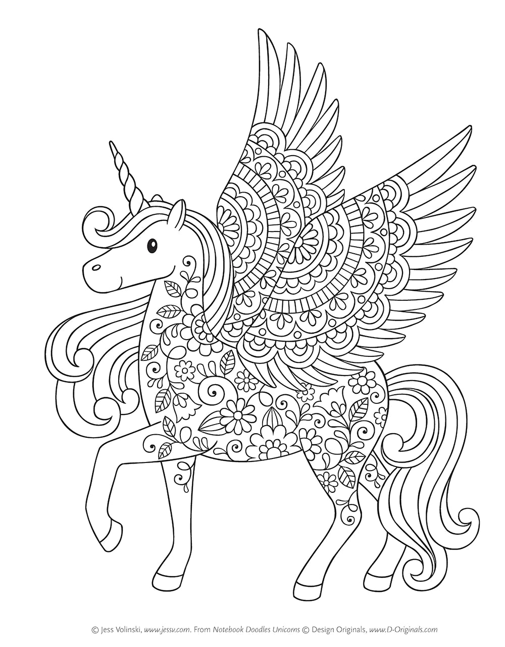 Notebook Doodles: Unicorn Coloring Book Cover