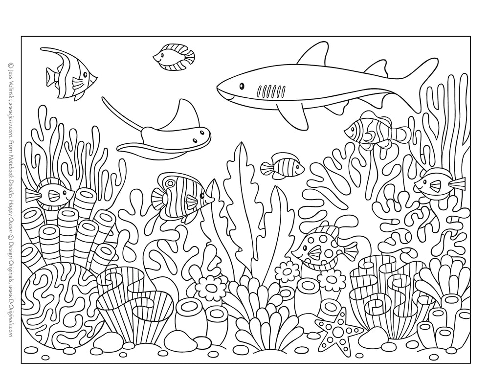 Notebook Doodles: Happy Ocean Coloring Book Cover