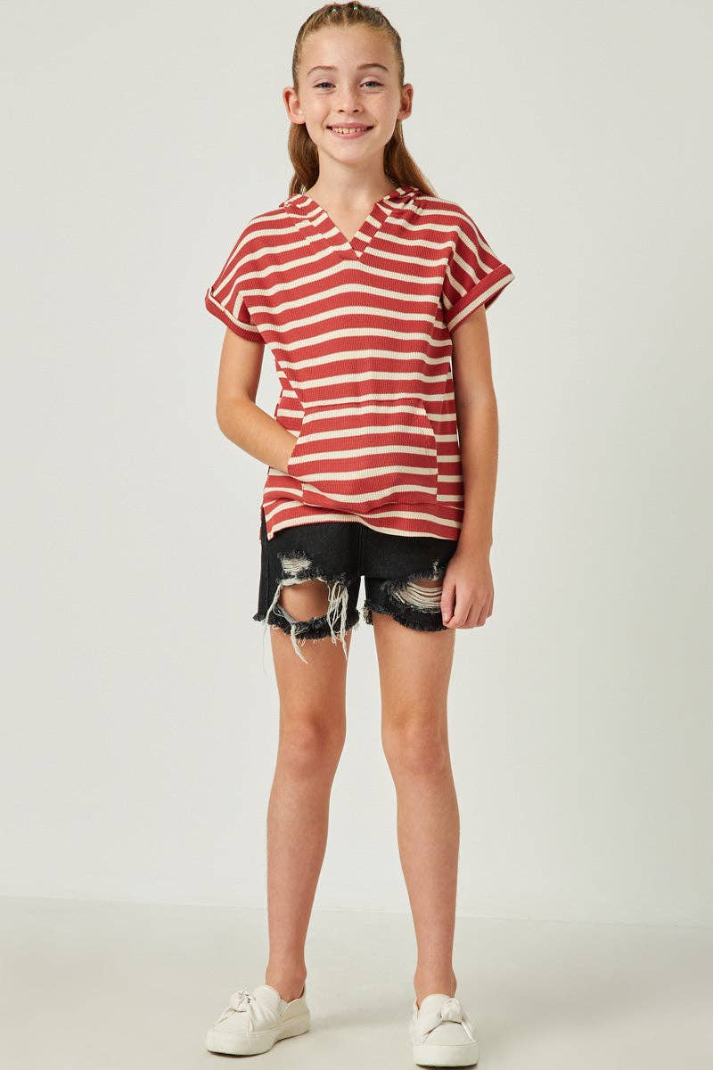Rust Stripe Hooded T-Shirt Cover