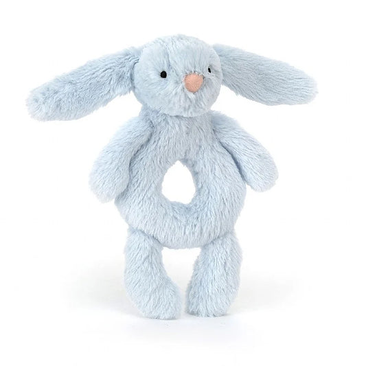 Tomfoolery Toys | Bashful Blue Bunny Ring Rattle