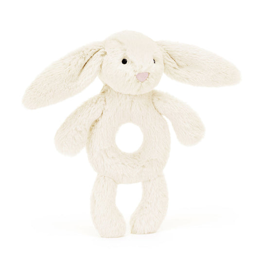 Tomfoolery Toys | Cream Bashful Bunny Ring Rattle