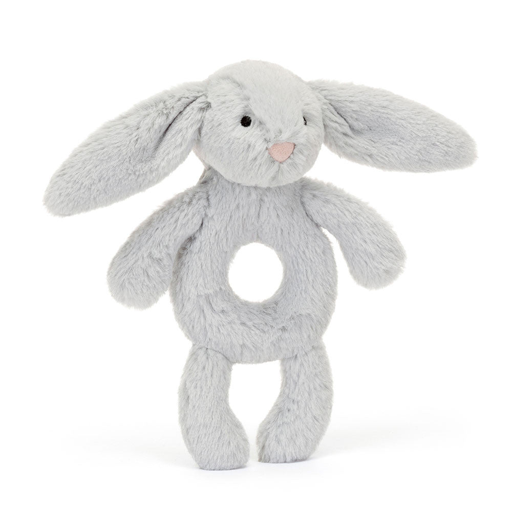 Tomfoolery Toys | Grey Bashful Bunny Ring Rattle