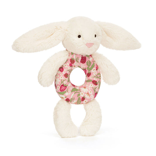 Tomfoolery Toys | Berry Blossom Cream Bunny Ring Rattle