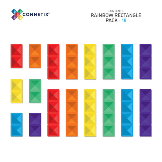Tomfoolery Toys | Connetix Rainbow Rectangle Pack, 18pc