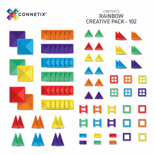 Tomfoolery Toys | Connetix Rainbow Creative Pack, 102pc