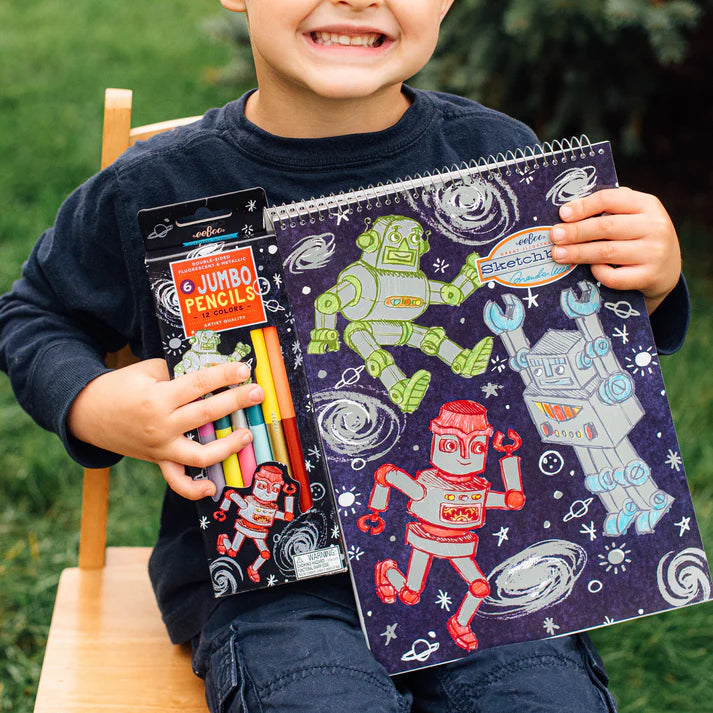 Silver Robot Jumbo Double Sided Pencils Cover