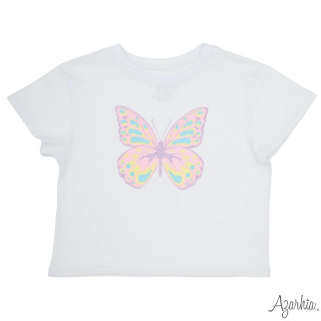 Pretty Butterfly White-glitter Boxy Shirt Cover
