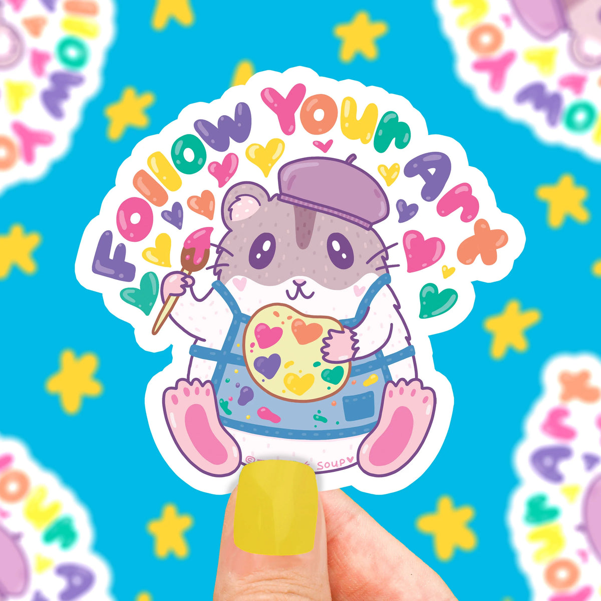 Follow Your Art Cute Hamster Vinyl Sticker Cover