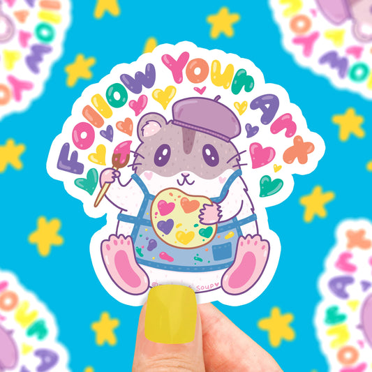 Tomfoolery Toys | Follow Your Art Cute Hamster Vinyl Sticker