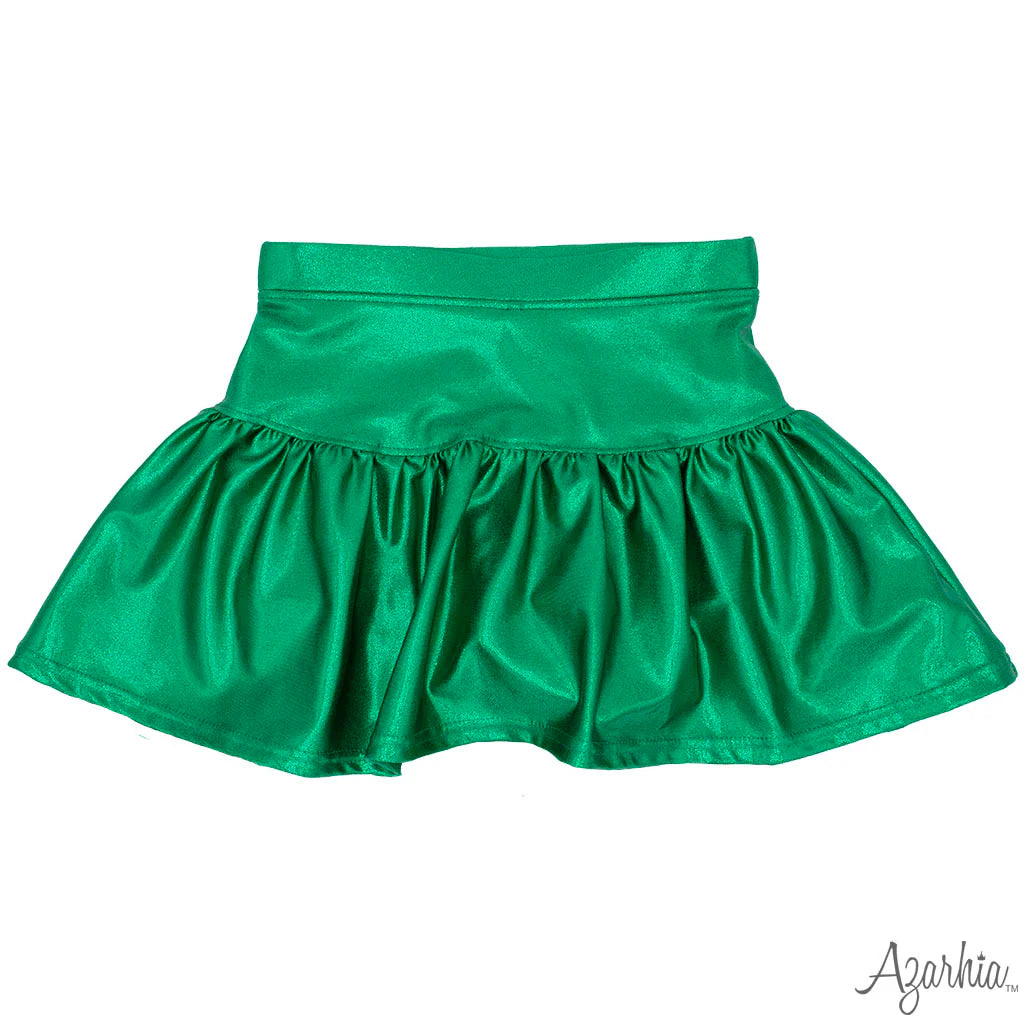 Tomfoolery Toys | Green Shimmer Gathered Skort