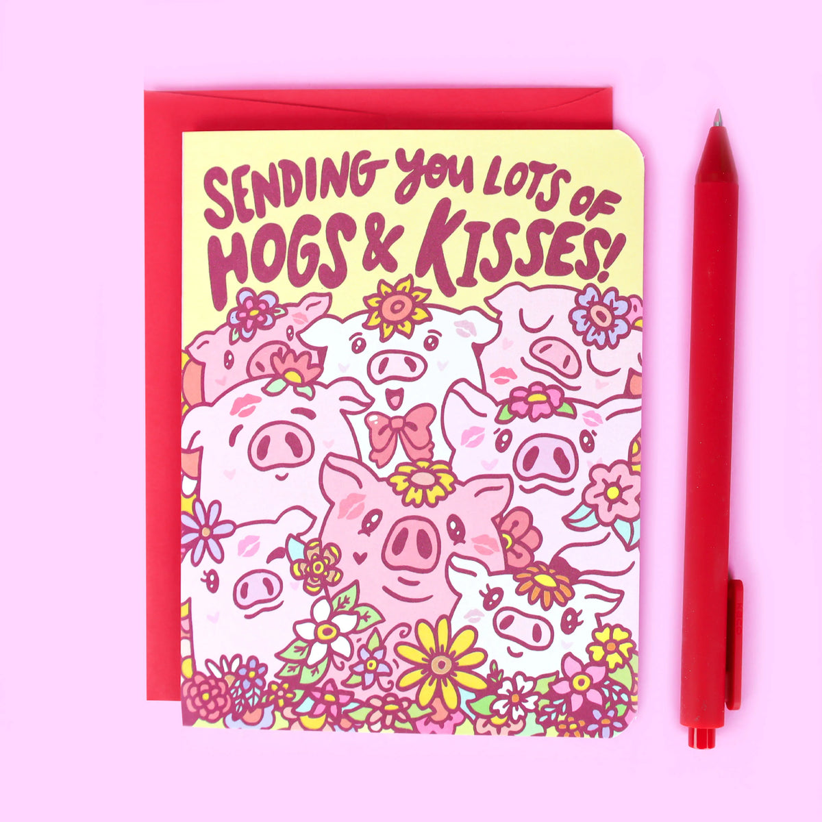 Hogs And Kisses Pigs Greeting Card Cover