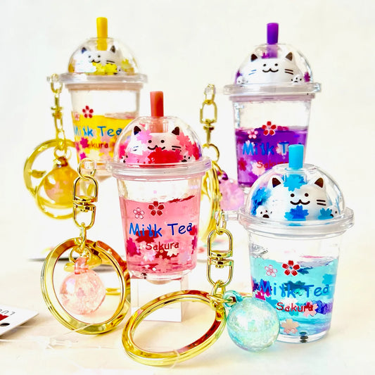 Tomfoolery Toys | Kitty Milk Tea Floaty Keychain