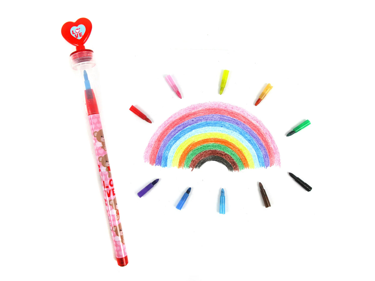 Valentine's Day Stackable Crayon w/Stamper Cover