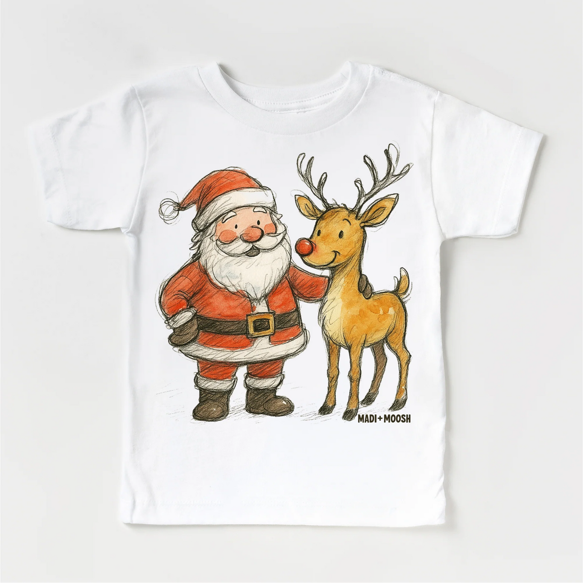 Santa and Reindeer Christmas T-Shirt Cover