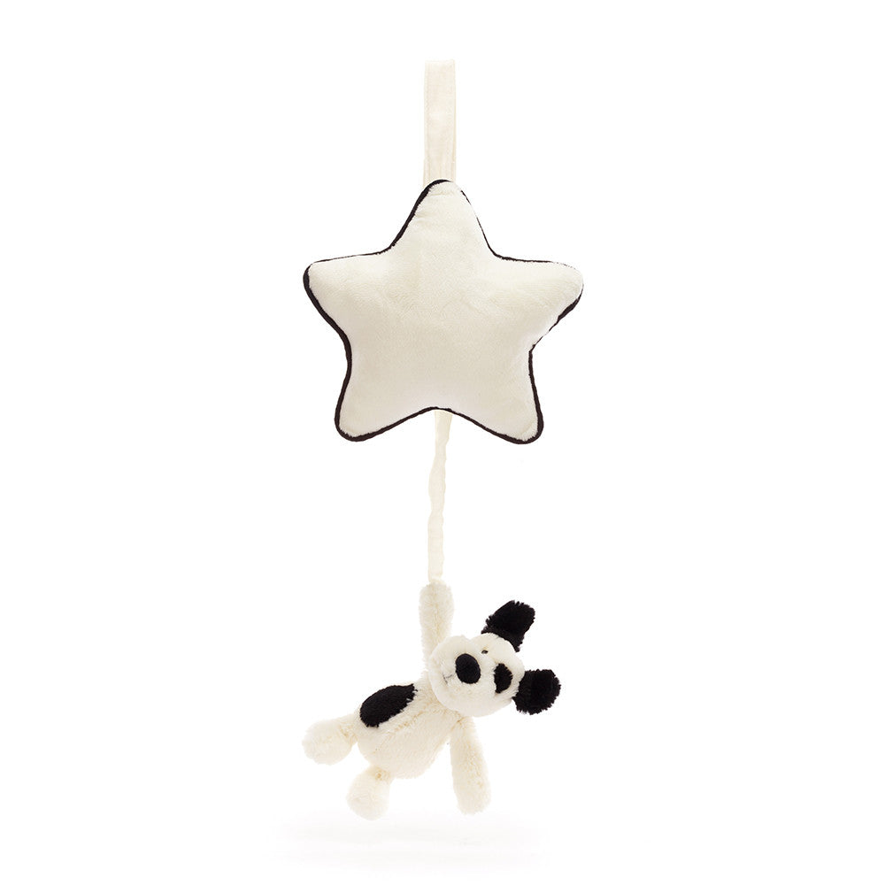 Tomfoolery Toys | Bashful Black & Cream Puppy Musical Pull