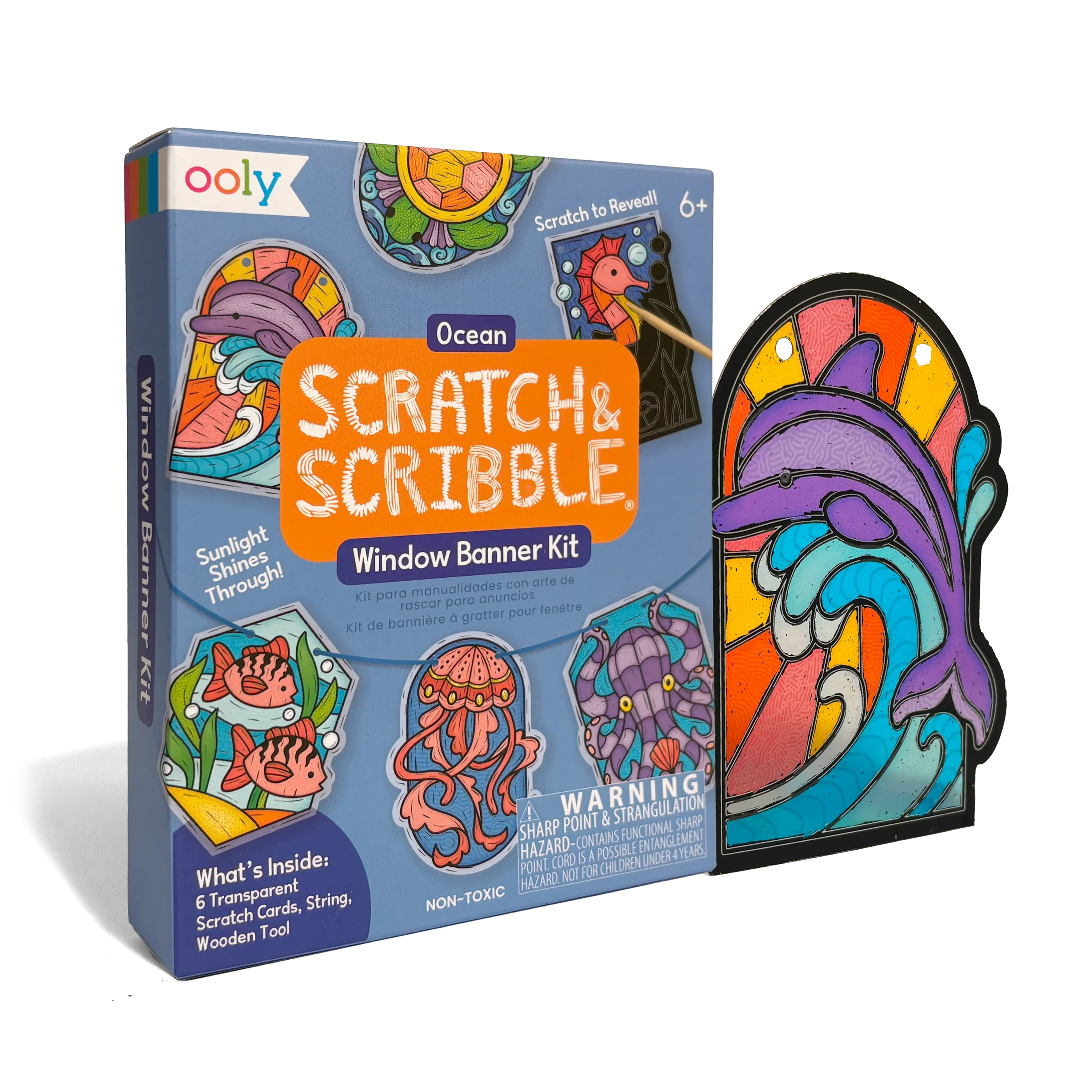 Tomfoolery Toys | Ocean Mini Scratch & Scribble: Window Banner Kit
