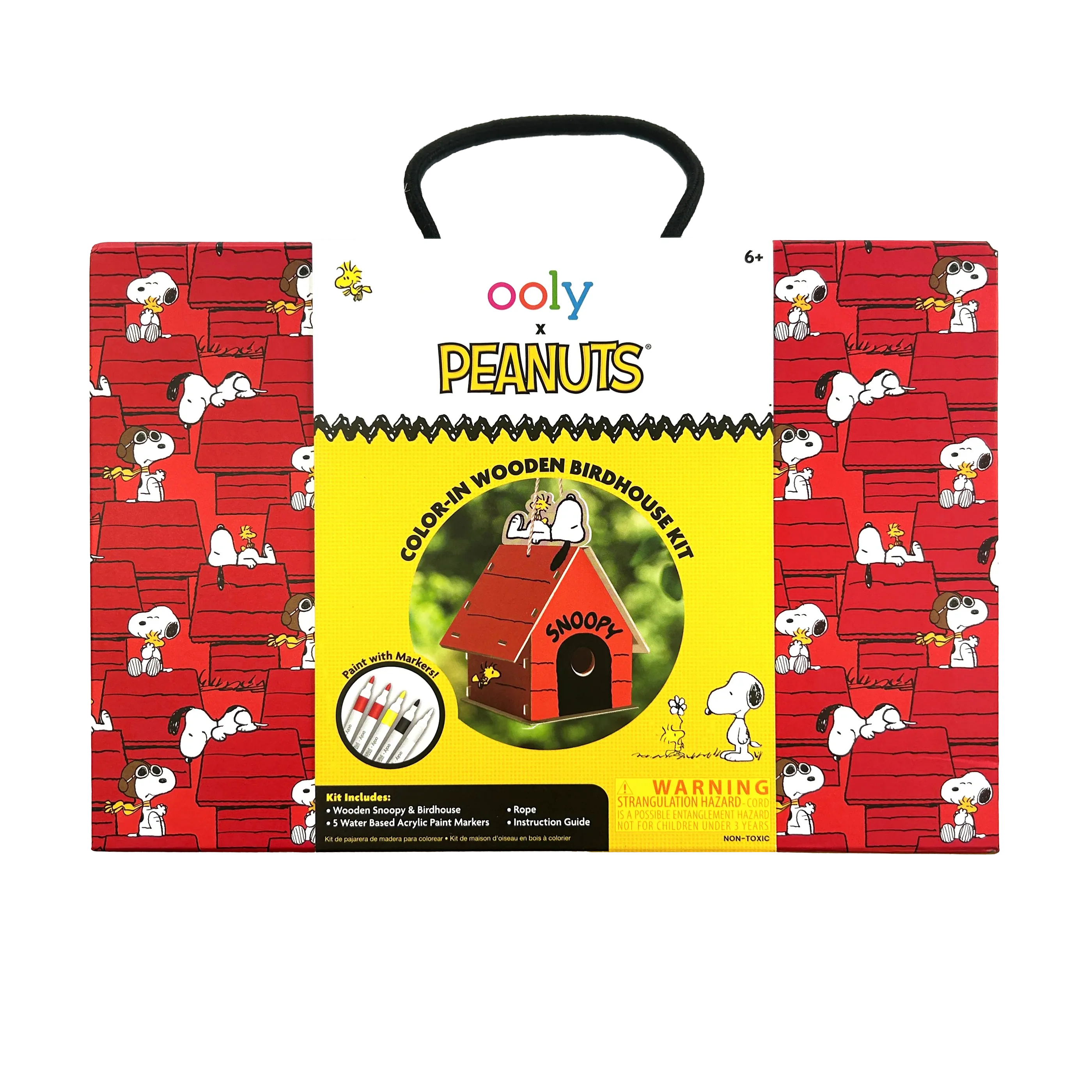 Tomfoolery Toys | OOLY x Peanuts Color-in Wooden Birdhouse Kit