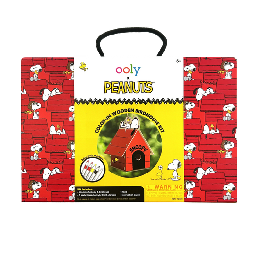 Tomfoolery Toys | OOLY x Peanuts Color-in Wooden Birdhouse Kit