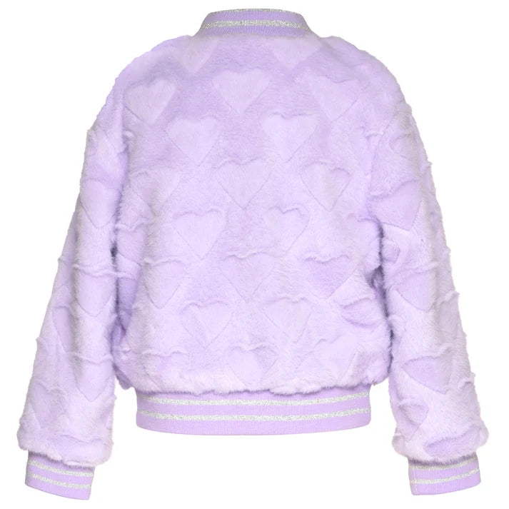 All Over Hearts Faux Fur Bomber Jacket Cover
