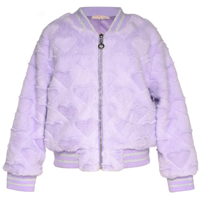 All Over Hearts Faux Fur Bomber Jacket Preview #2