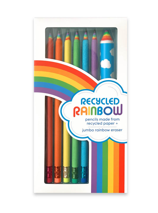 Tomfoolery Toys | Recycled Rainbow Pencils & Eraser Set