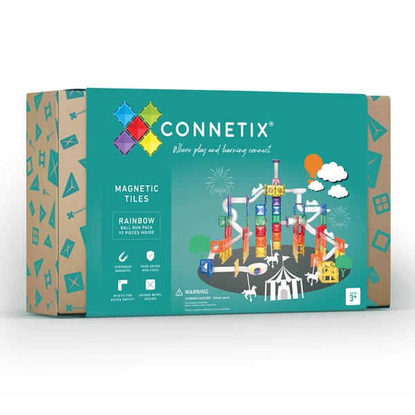 Tomfoolery Toys | Connetix Rainbow Ball Run Pack, 92 pc