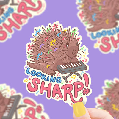 Looking Sharp Musical Porcupine Vinyl Sticker Preview #1