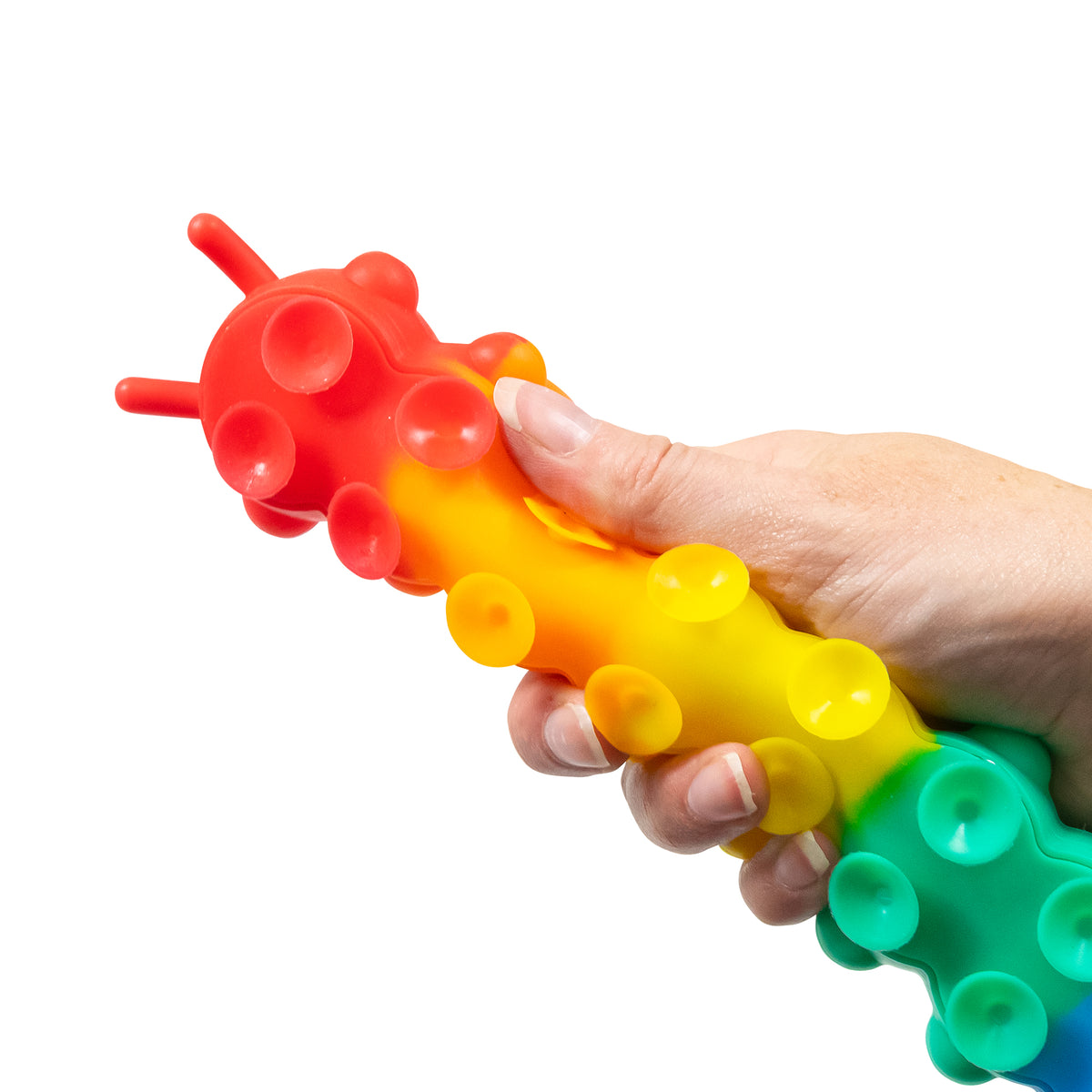 Light Up Suction Push Popper Rainbow Caterpillar Cover