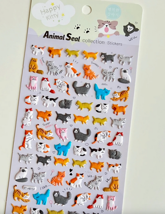 Tomfoolery Toys | Happy Kitty Puffy Stickers