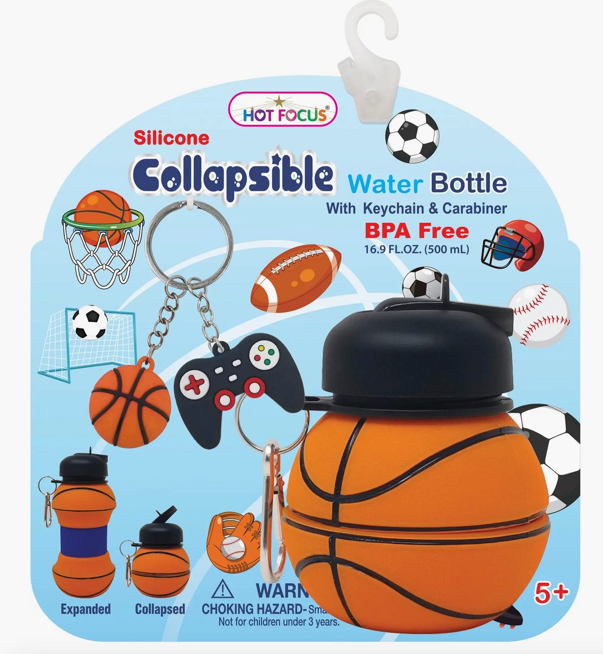 Basketball Collapsible Water Bottle Cover