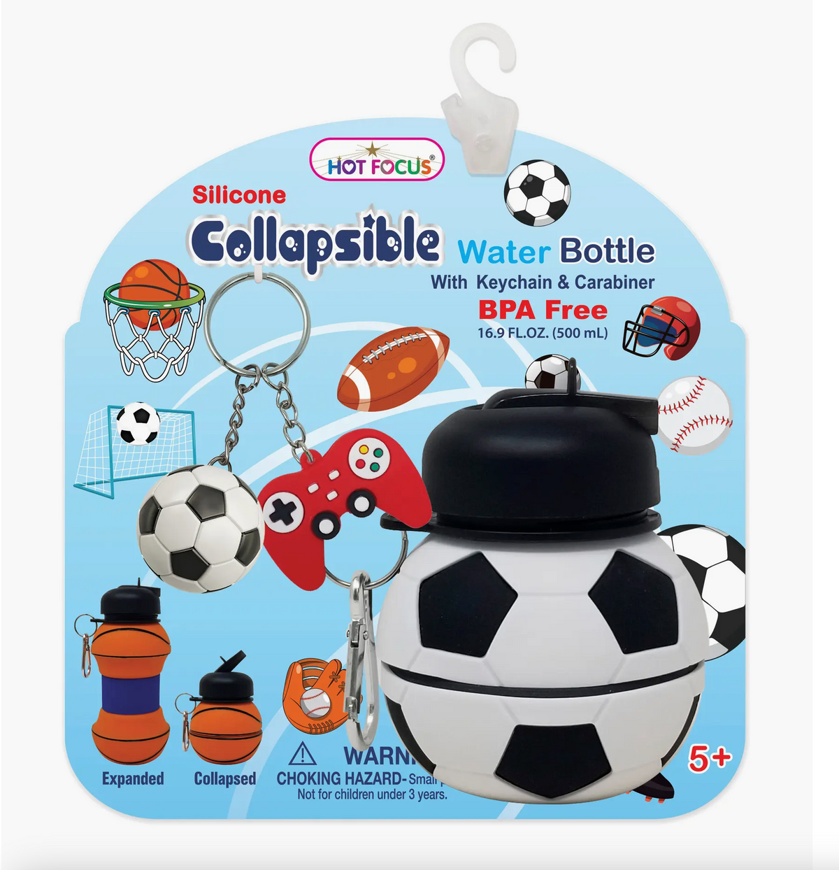 Soccer Collapsible Water Bottle Cover