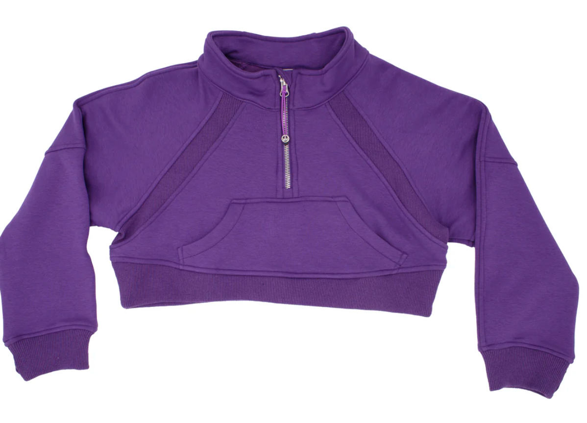 Purple Oversized Cropped Sweatshirt Cover