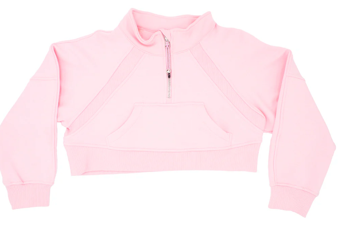 Pink Oversized Cropped Sweatshirt Cover