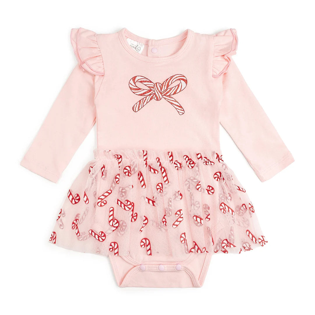 Tomfoolery Toys | Candy Cane Confetti Long Sleeve Tutu Bodysuit