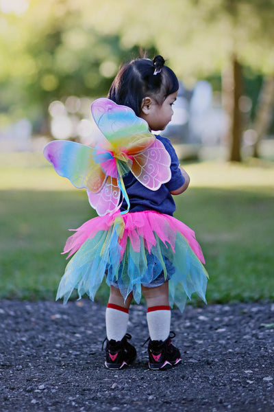 Neon Rainbow Tutu w/ Wings &  Wand, Sz 4-6 Preview #1