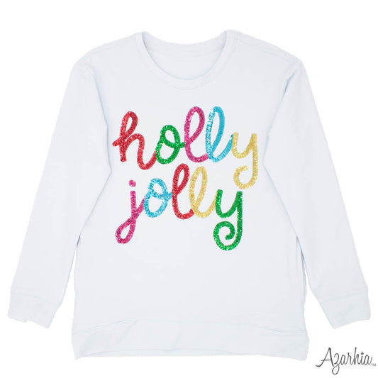 Tomfoolery Toys | White Holly Jolly Sweatshirt